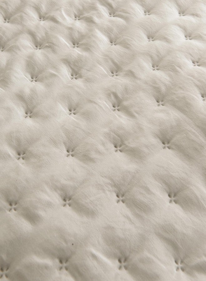 ROARINGWILD Beige Queen Size Quilt Bedding Set with 2 Pillow Shams, Full Lightweight Soft Microfiber Bedspread Coverlet, Thin Comforter Bed Cover for All Season, 3 Pieces, 90x90 inches - Image 5